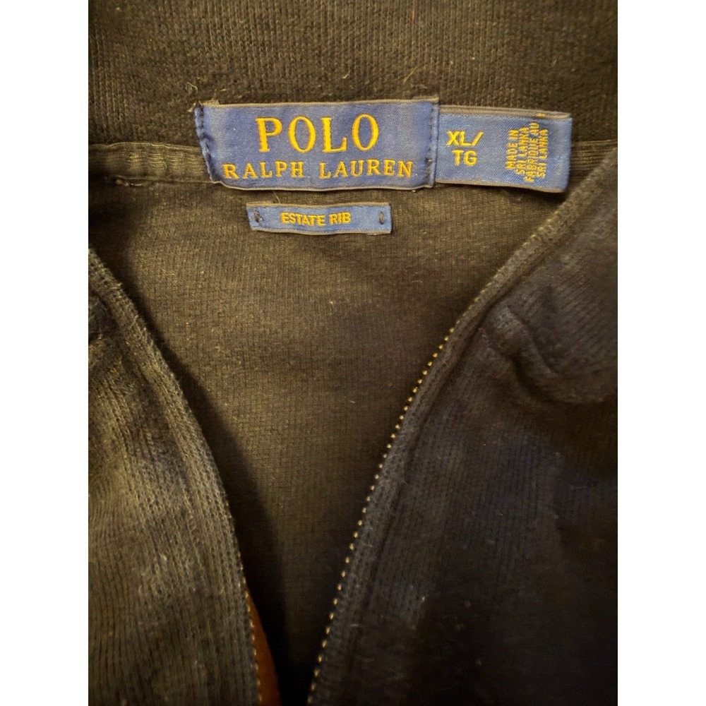Polo Ralph Lauren Estate Rib Mens XL Black Quarter Zip Pullover Sweater - Picture 2 of 11